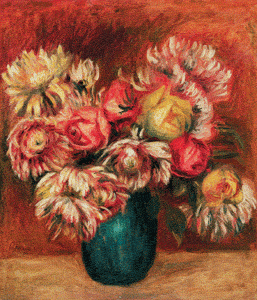 Pierre-Auguste Renoir - Crysanth�mes dans un Vase Vert